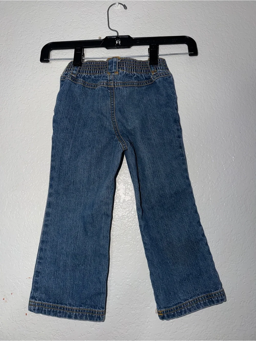🌸USED‼️Girls 3T Denim Jeans with Embroidered Floral Accent - Blue